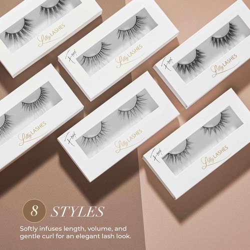 Lilly Lashes Mykonos Lite in Faux Mink, Strip Lashes, Natural Lashes, Reusable False Lashes Natural Look, Lash Strips with Luxury Silk Like Fibers, No Lash Glue Included