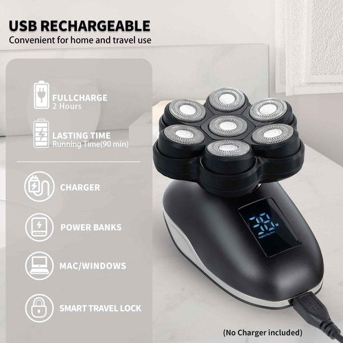 UPTARD 2025 New Upgrade Magnetic Head Shavers for Bald Men, Electric Razor for Men, Mens Shaving with Nose Hair Sideburns Trimmer, LED,Travle Lock