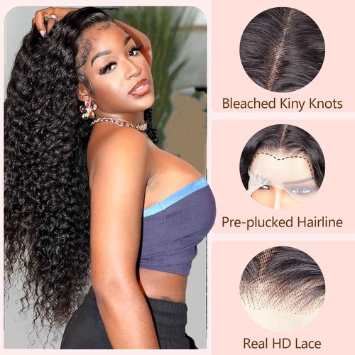 SODLIS Lace Closure Wigs Human Hair Pre Plucked with Baby Hair Brazilian Virgin Deep Wave Lace Front Wigs for Black Women Hair Wigs Natural Color (10 Inch)