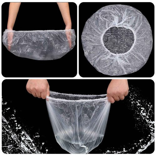 SATINIOR 50 Pcs Disposable Shower Caps Plastic Clear Large Lengthen Elastic Waterproof Bath Caps for Women Portable Travel Hotel Hair Salon Essentials Accessories Individually Wrapped (Pack of 2)