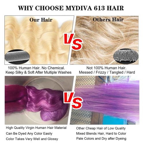 613 Blonde Body Wave Bundles Human Hair 16 inch 100% Unprocessed Virgin Human Hair Single Bundle 12A Human Hair Weave Extensions