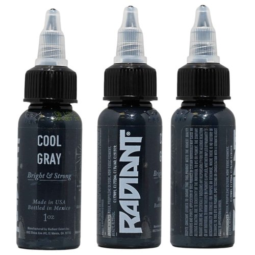 Radiant Colors - Tattoo Ink Cool Grey Color Tattooing and Shading Real Human Skin 1oz Bottle