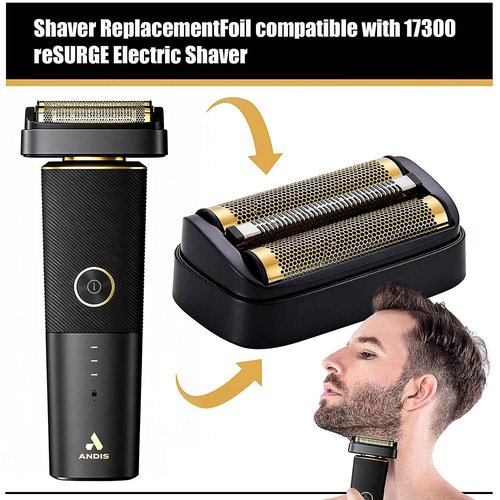 Shaver Replacement Golden Foil and Cutters compatible with Andis 17155 Pro lithium titanium foil shaver Replacement Heads(2 pack Black)