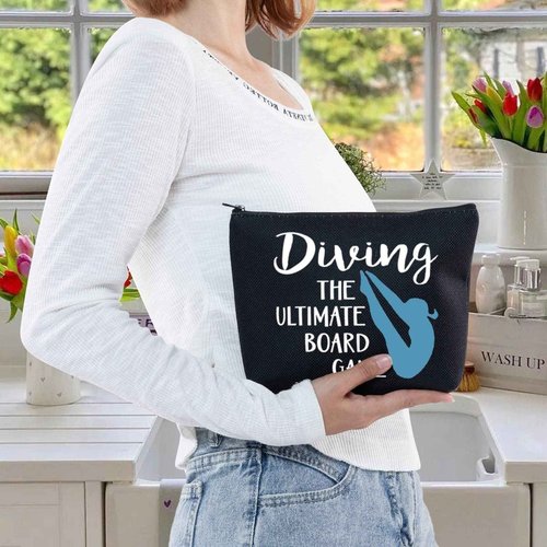 LEVLO Springboard Diving Cosmetic Bag Platform Gift - The Ultimate Board Game Makeup Zipper Pouch Bag (Black)