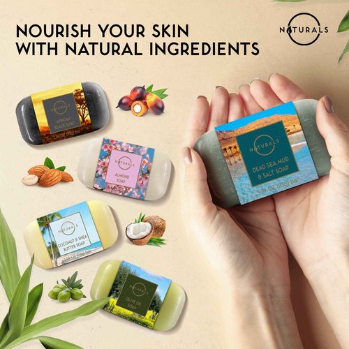 O NATURALS 100% Natural Bar Soap - Gift Set - Organic Ingredients & Essential Oils - Spa Gifts for Women & Men, Body Wash & Face Soap - 10PC Natural Soap Gift Set