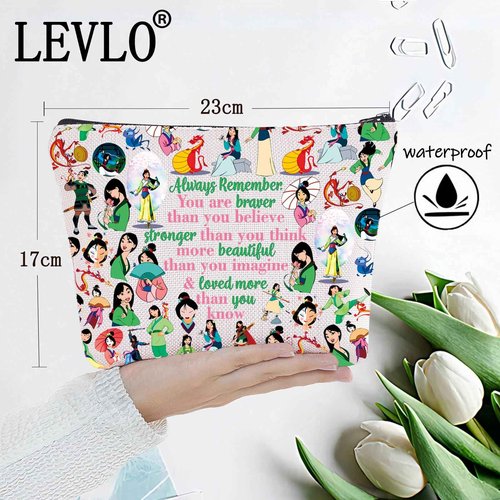 LEVLO Cartoon Movie Cosmetic Bag Movie Princess Fans Gift You Are Braver Stronger Smarter Than You Think Fairy Tale Zipper Pouch Bag (HML Full)