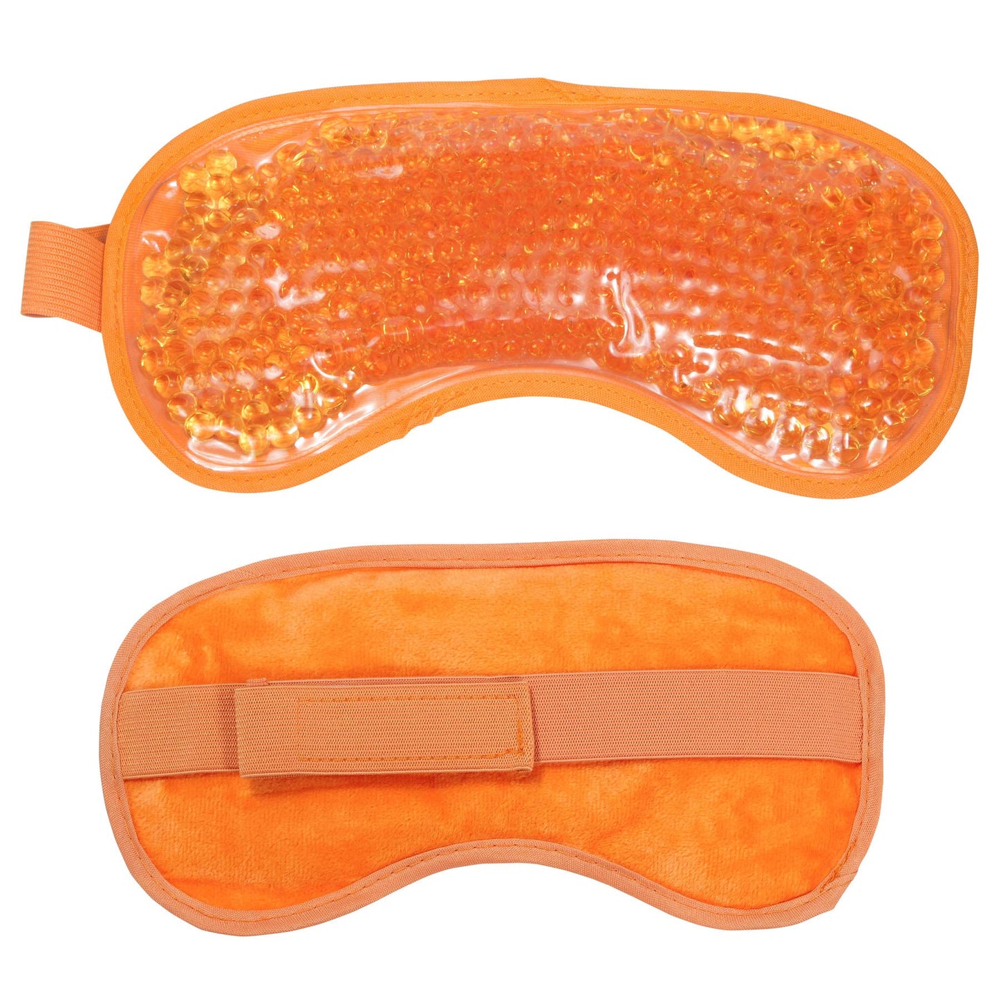 HOT +Cold Aqua Pearls Plush Eye Mask with Soft Plush Backing and Fully Adjustable Strap, Bonus Mini Round pad-2PACKS(Orange, Eye Mask+ Mini Round Pad)