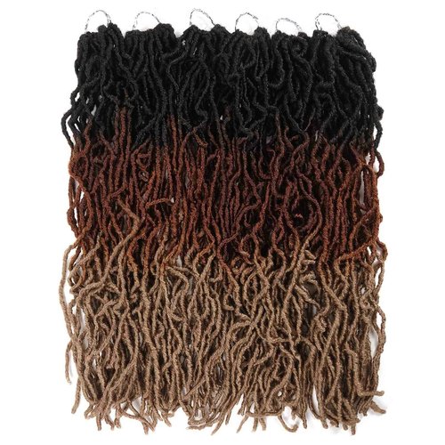 Faux Locs Crochet Hair 24 Inch,Soft Goddess Locs Crotchet Hair, 6 Packs Long Three Tone Locs Crochet Braids Pre looped Wavy Dreads Extensions Crotchet Braiding Hair(24”,T1B/30/27)