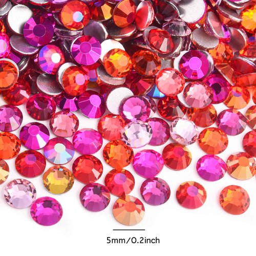 Blinginbox Glass Flatback Rhinestones Crystal Round Gems,Red Volcanic,SS30/288pcs,6.4-6.6mm