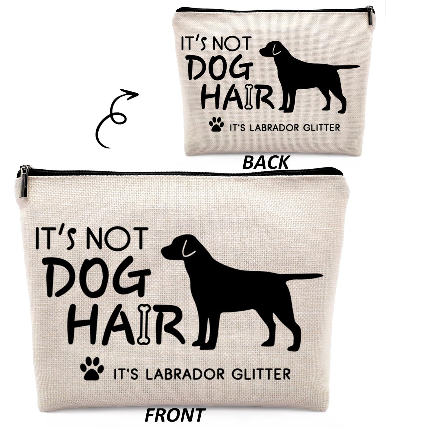 Dwept It's Not Dog Hair It's Labrador Glitter Cosmetic Bag, Dog Makeup Bag Zipper Cosmetic Pouch Bag Travel Linen Makeup Organizer, Labrador Retriever Gifts for Women Girls Teens Dog lovers