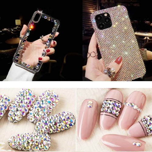 VERONNI Professional AB Crystal Rhinestones with Wax Pen Multi Shapes Glass Rhinestones for Nail Art Craft Mix Sizes Nail Gems Packaged in Storage Box Nail Art Supplies Accessories (01)