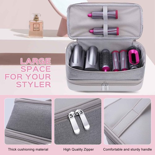 Travel Carrying Case for Hair Dryer Shark Flexstyle Dyson Airwrap Brush Double-Layer Hair Accessories Tools Storage Bag for Revlon Hairdryer Styler Organizer (Black)