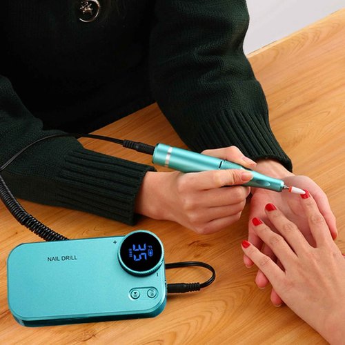 35000RPM Professional Portable Nail Drill Electric File Rechargeable Nail E File Machine with Bits & Clean Brush for Acrylic Nails Remove Nail Gel Polish Manicure for Salon Home,Cordless(Blue Purple)