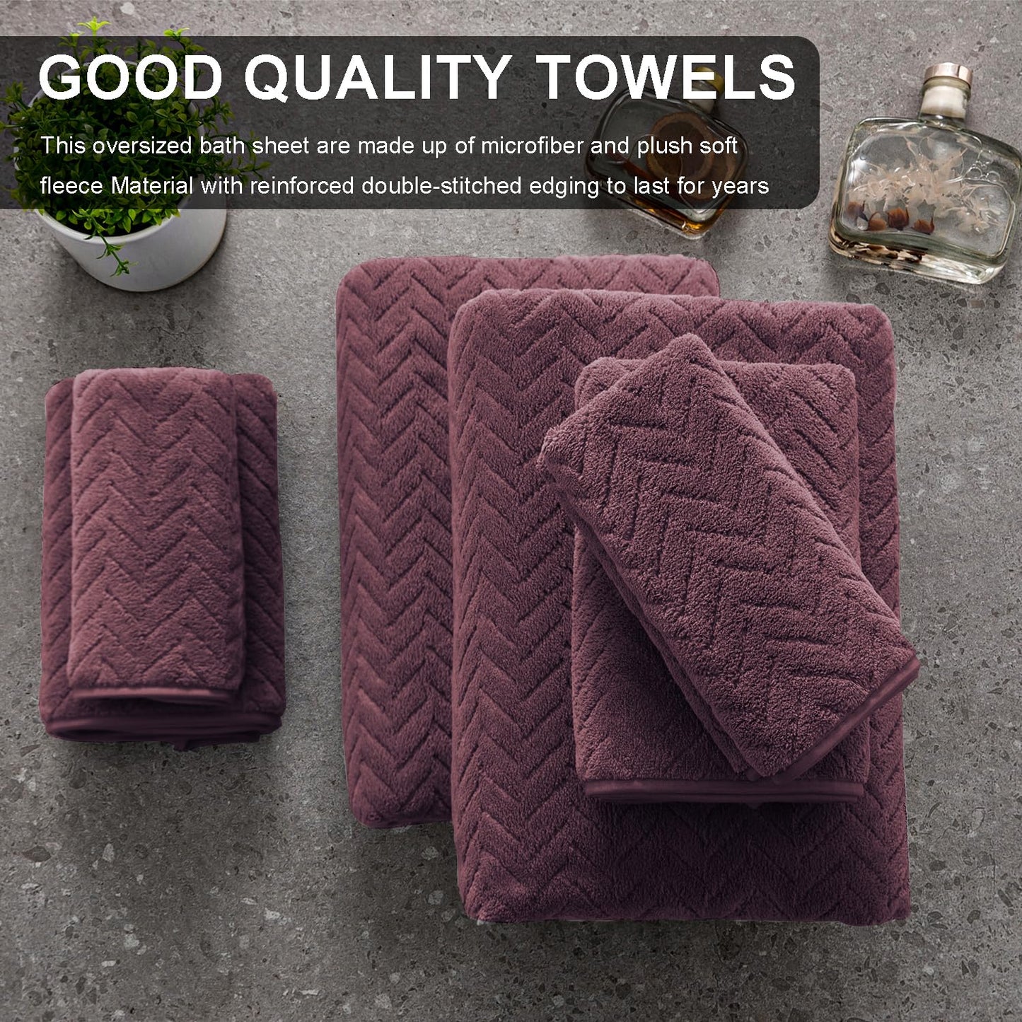 4 Pack Large Bath Towels Set 35"x70" Burgundy Oversized Bath Sheet Chair Towels, 600 GSM Ultra Soft & Absorbent Towels for Bathroom, Quick Dry Towel for Gym Hotel Camp Pool