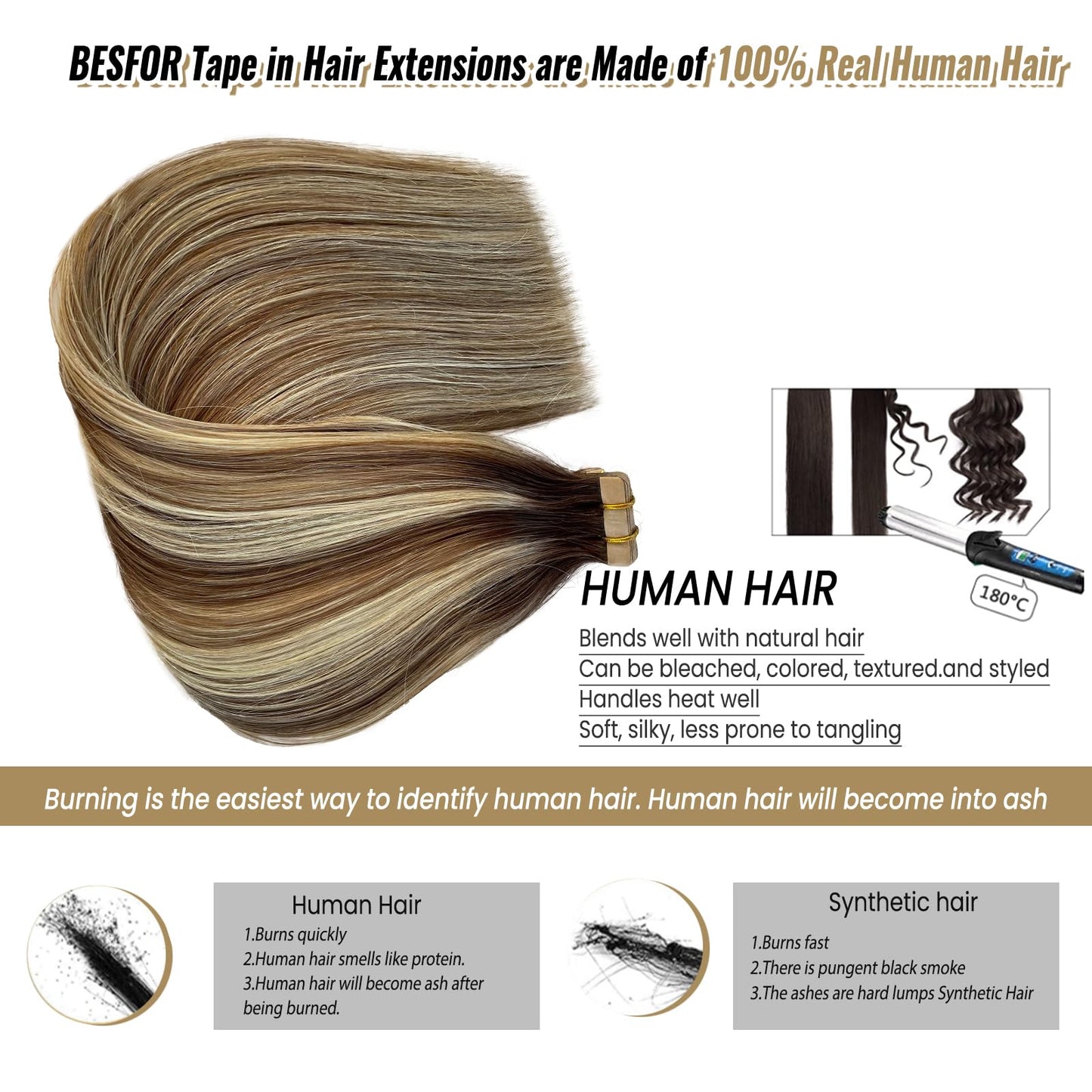 Munx Tape in Hair Extensions Human Hair 20 inches Silky Straight Remy Human Hair Seamless Skin Weft Hair Extensions Tape in Ash Brown and Bleach Blonde Hair Extension