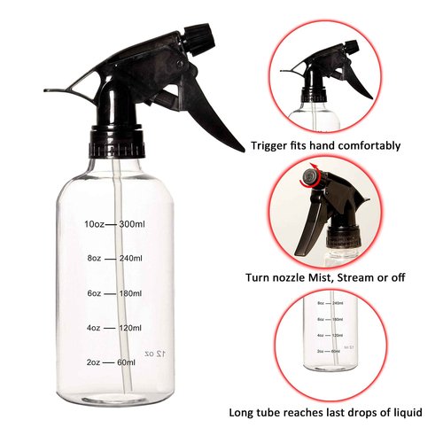 Youngever 12 Pack Empty Plastic Spray Bottles, Spray Bottles for Hair and Cleaning Solutions (8oz)