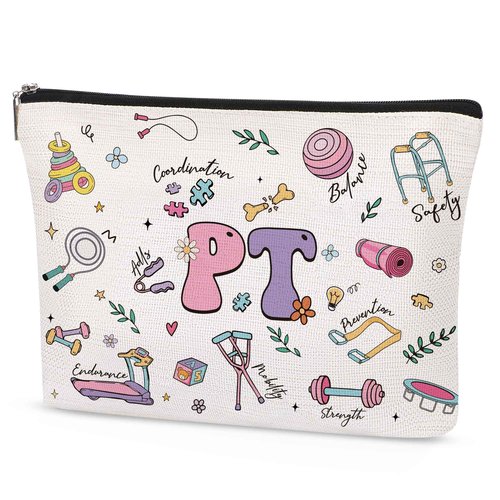 SEAOYOZO Physical Therapist Makeup Bag Gifts for Women, PT Appreciation Cosmetic Bag, Rehabilitation Therapy Zipper Pouch, Physical Therapy Accessories for Therapist, Teacher, Coworker