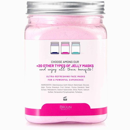 BRÜUN Peel-Off Pomegranate Jelly Mask for Face Care – A 23 fl oz Rubber Jar for 30 to 35 Treatments – A Skin Care Moisturizing Gel Mask of Spa Set for Men, Women and Adults