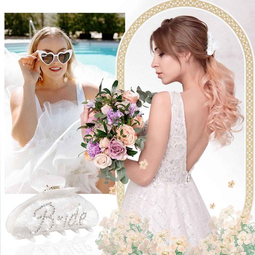 SOIDRAM Bride Shower Gifts for Women Bride To Be Gift Set Bride Patch MRS Makeup Bag Makeup Pouch Bride Hair Clip Bachelorette Party Wedding Cosmetic Bag Gifts, HZBxMRSxYSxSGx2PxT1
