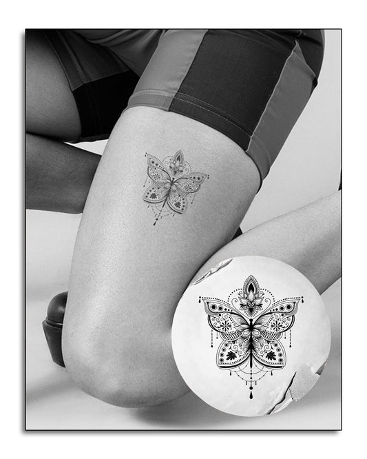 Inkbox Temporary Tattoos, Semi-Permanent Tattoo, One Premium Easy Long Lasting, Water-Resistant Temp Tattoo with For Now Ink - Lasts 1-2 Weeks, Butterfly Tattoo, 4 x 4 in, Nightly Flutter