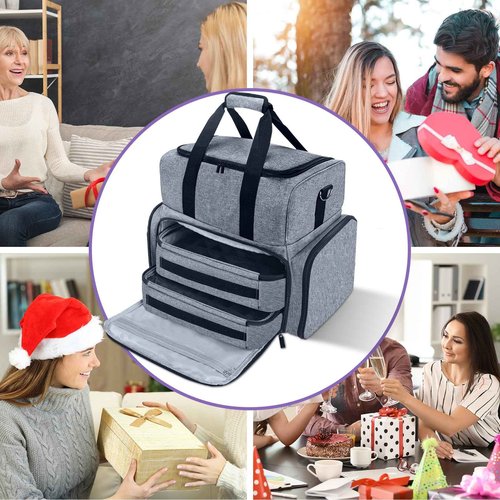 ALSLEA Nail Polish Organizer 3 Layers Holds 70 Bottles (15ml - 0.5 fl.oz) Portable Gel Nail Kit Organizer Case for Nail Lamp Travel Nail Supplies Bag with 2 Removable Nail Polish Holder Pouches (Gray)