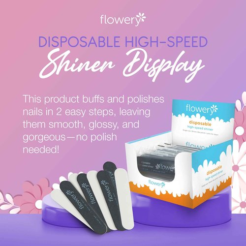 Flowery Disposable High Speed Shiner Display, Nail Polishing Buffer, Prep, Shape and Smooth Nails