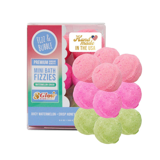 Fizz and Bubble, Mini Bath Fizzies, 9.5oz (12-pack) - Scented Bath Bombs, Moisturizing for Dry Skin, Soothing, Relaxing, Handmade Gift Ideas for Her (Watermelon Crush)