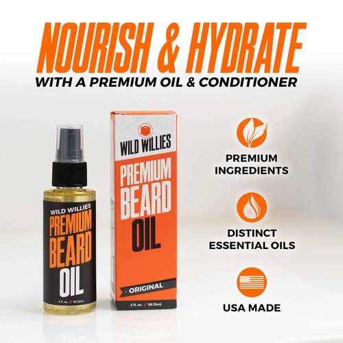 Wild Willies Beard Care Kit for Men - Beard Grooming Set with Oil, Shampoo, Comb & Brush - Men’s Care Set