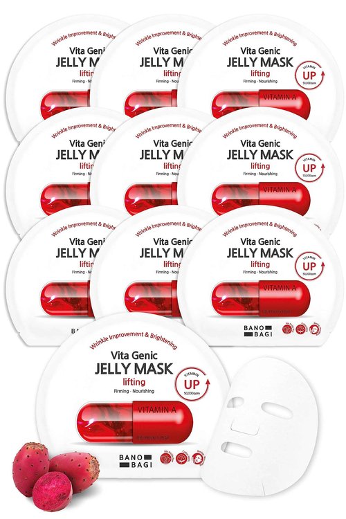 BANOBAGI Vita Genic Jelly Pore Tightening Face Masks Beauty w/Essence & 11 Vitamin Complex | Korean Face Mask Skin Care Sheet | Moisturizing Face Mask Facial Care for Oily Skin (1.8 fl oz, 10 Sheets)