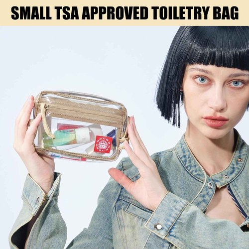 Rough Enough Clear TSA Approved Toiletry Bag Small Makeup Travel Pouch Compact Quart Size For Travel Business Trips Leakproof PVC With YKK Zipper