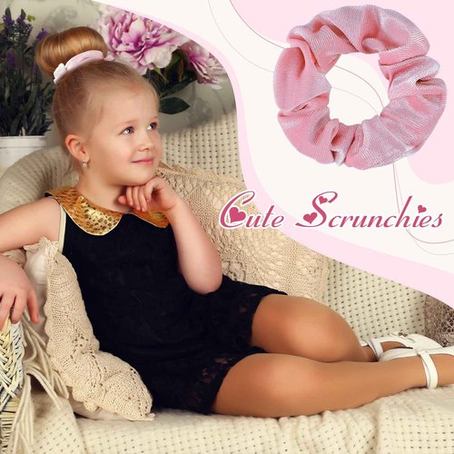 Juexica 100 Pcs Pink Hair Scrunchies Bulk Valentine's Day Velvet Soft Scrunchy Cute Hair Ties Scrunchies Solid Color Elastic Bands for Women Girl Accessories Party Favor (Pink)