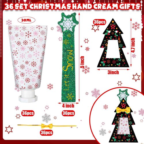 Sacubee 36 Christmas Hand Cream with Nail File Gifts Set Snowflake Hand Cream & Nail File Christmas Party Favors Travel Size Skin Lotion Xmas Party Supplies for Guests