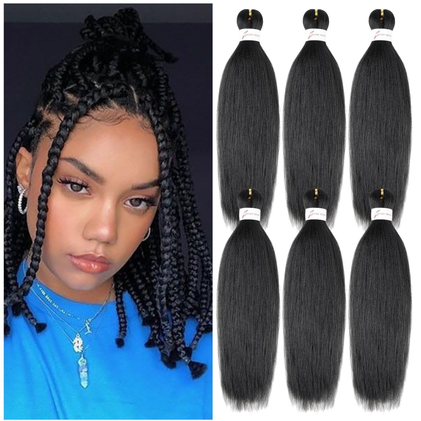 Menethe Hair Braiding Hair Pre Stretched 14inch Natural Black Braiding Hair Hot Water Setting Professional Soft Yaki Texture Synthetic Hair Extensions(14Inch,1B#).