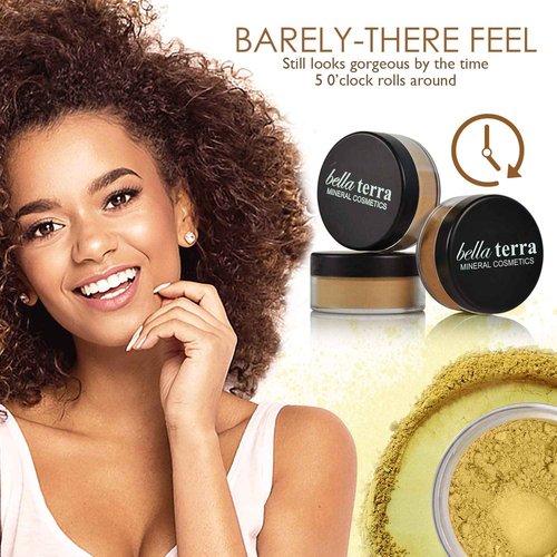 BellaTerra Cosmetics Mineral Powder Foundation – Maple | Deep Warm Undertone | Buildable Matte Mineral Formula for Smooth, Balanced, Long-Lasting Coverage 9g