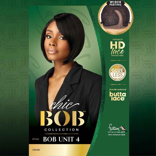 Sensationnel Chicbob Lace Frontwig - Bob Unit 4 Face Framing Glueless Wig Wide 5 Inch Deep Part Synthetic Preplucked Hairline (PLATINUMBLONDE)