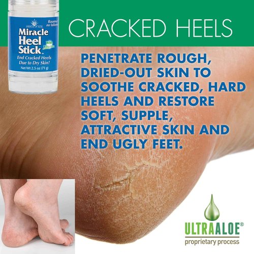 Heel Balm for Dry Cracked Feet - Miracle Heel Stick for Cracked Heel Repair - Heel Balm Stick for Cracked Heel Treatment - Formulated with Pure Aloe Vera, Tea Tree Oil, Shea & Cocoa Butters | 2.5 oz