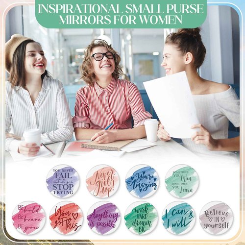 Vercraft 20 Pcs Employee Appreciation Gifts Inspirational Canvas Makeup Bags Compact Mirror Bulk Cosmetic Bags Portable Mirror Thank You Gifts for Women Christmas Nurse Practitioner (Motivation)