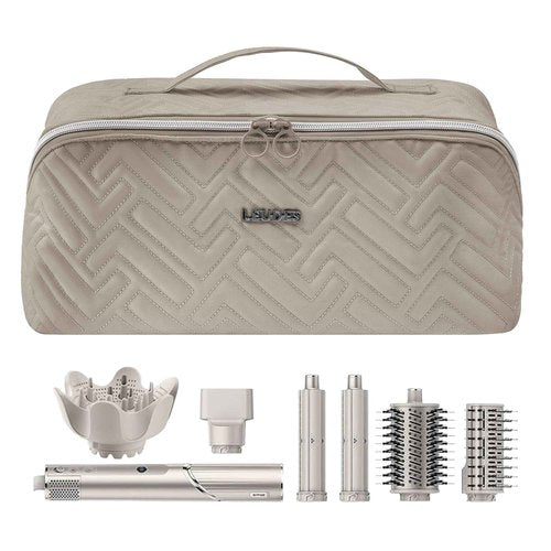 Leudes Hair Tools Travel Bag For Dy son Airwrap Hair Dryer Shark Flex Style Carrying Case Travel Makeup Bag Portable Pouch Open Flat Packing Organizers with Divider and Handle (Camel)