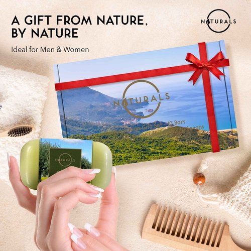 O NATURALS 100% Natural Bar Soap - Gift Set - Organic Ingredients & Essential Oils - Spa Gifts for Women & Men, Body Wash & Face Soap - 10PC Natural Soap Gift Set