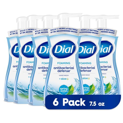 Dial Antibacterial Foaming Hand Wash, Spring Water, 7.5 fl oz (Pack of 6) & Antibacterial Liquid Hand Soap, Spring Water, 11 fl oz (Pack of 4)