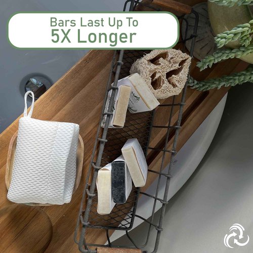 Soap Envelope 100% Recycled - Bar Soap Saver Pouch, Loofah Bag Lather + Deep Exfoliator, Mesh Soap Bag, Sock for Bar Soap, Deep Exfoliation Double-Sided Rougher Texture - 1 Pack