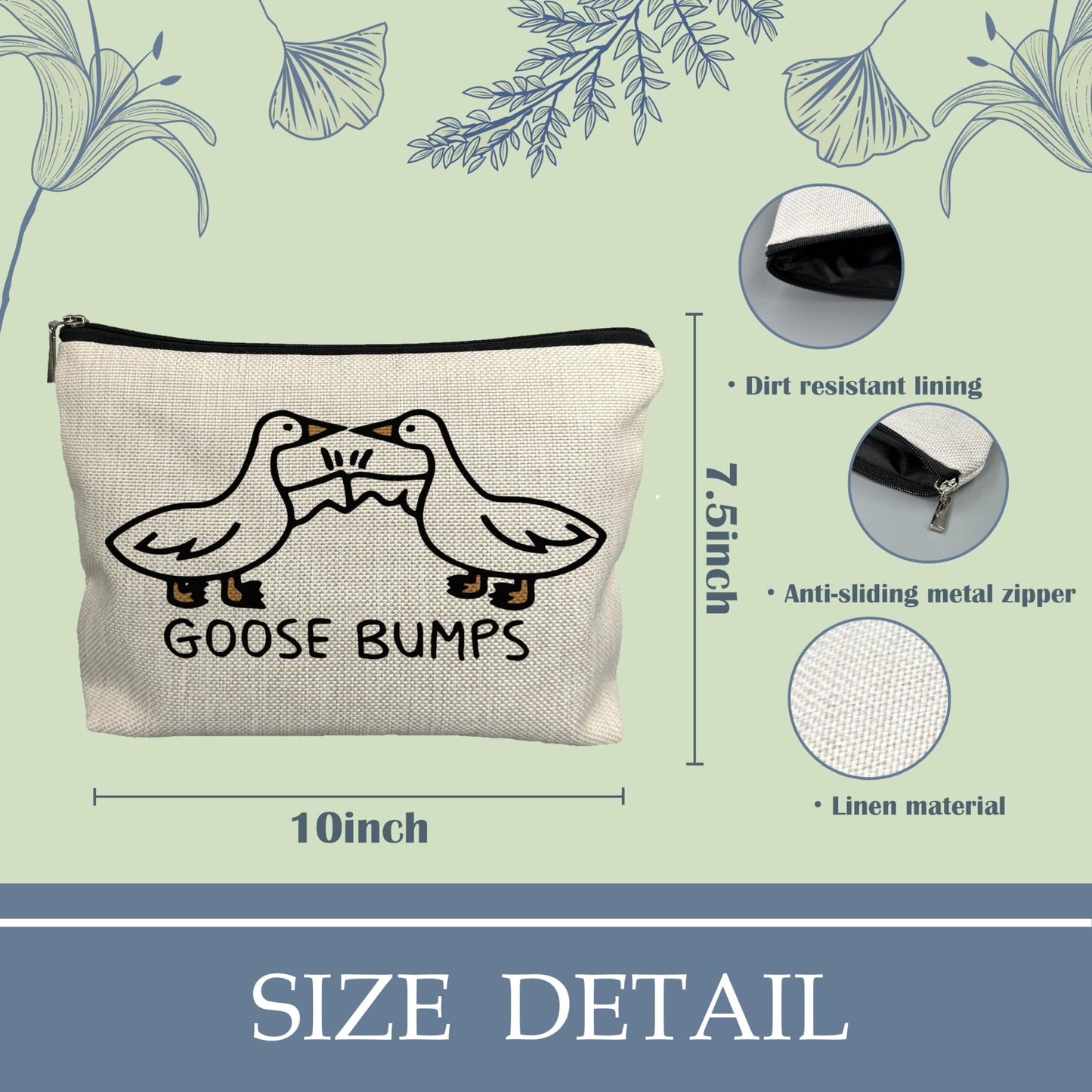 NATSUNO Funny Goose Makeup Cosmetic Bag for Women - Goose Gifts for Women, Funny Goose Gifts, Funny Gifts for Women Friends, Goose Bumps Small Makeup Bag Pouch for Purse