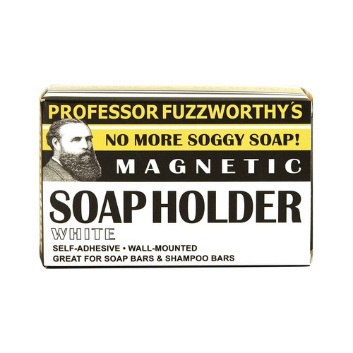 Professor Fuzzworthy Air Dry Magnetic Soap Holder White in-Shower Storage for Soaps & Beard Shampoo Bars - No More Soggy Soaps - Soap Dish Dispenser Bath Kitchen & Shower