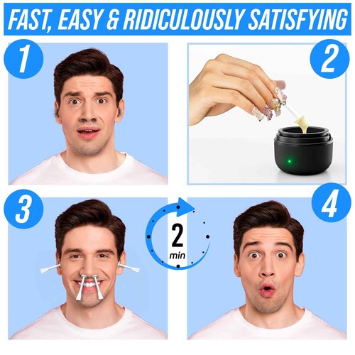 Kenashii Ear & Nose Waxing Kit, Wax Warmer Set, 100g Wax, 24 Professional Applicators, No Microwave Required, Effective Nose and Ear Hair Removal For Men and Women, 12 Balm Wipes, Storage Bag