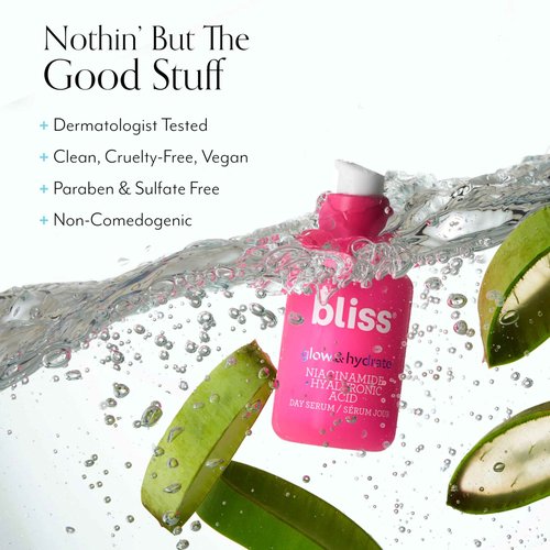 Bliss Glow & Hydrate Serum - Niacinamide + Hyaluronic Acid Serum + What a Melon Replenishing Watermelon Toner