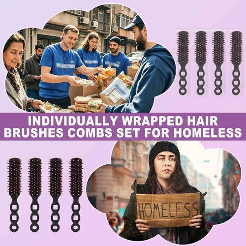 Bulk Hair Brushes for Homeless Individually Wrapped, Hair Brush Bulk, Hair Brush for Curly Hair Suitable for Homeless,Shelter,Air Bnb/Hotel(50 PCS)