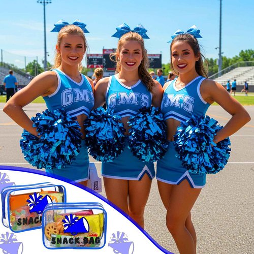 Yeyeplum 12 Pcs Cheer Snack Bags for Team Gifts Goodie Snack Bags PVC Waterproof Clear Pouch with Zipper for Cheer Team Gifts Cheerleader Christmas Party Favors
