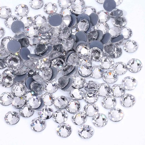 Novani Hotfix Rhinestones 1440pcs Clear Round Iron on Rhinestone Style 2088 Sparkly Crystal Gemstones for Fabric and Crafting, SS34 (7.0-7.3mm)
