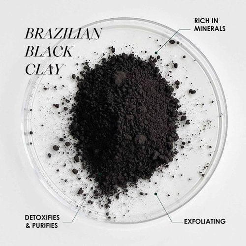 Origenere Nero Exfoliating Body Scrub. All-Natural Botanicals, Brazilian black clay, Avocado Oil, Sandalwood, Mandarin Orange, Ginger, Orange flower water. Detoxyfying Formula.
