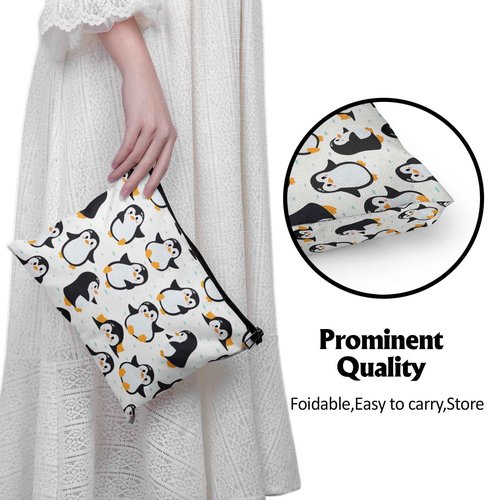 Cafl Cute Penguins Makeup Bag Penguin Cosmetic Bag for Women Large Capacity Make Up Bag Portable Travel Toiletry Pouch Organizer 10 * 8inch